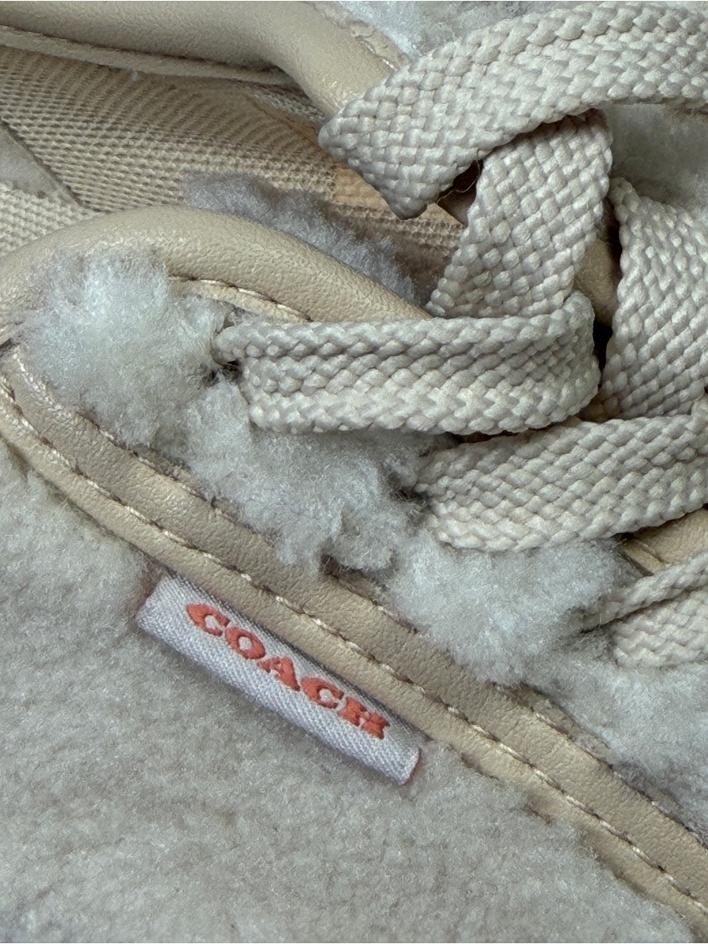 COACH New Citysole beige shearling lace-up platform sneakers NWT, size 6 - Picture 5 of 15